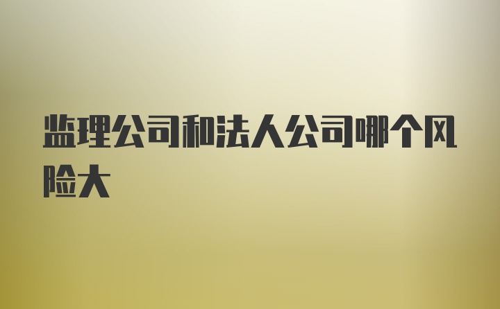 监理公司和法人公司哪个风险大