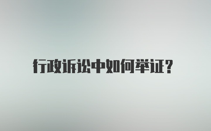 行政诉讼中如何举证？