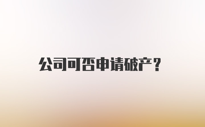 公司可否申请破产？