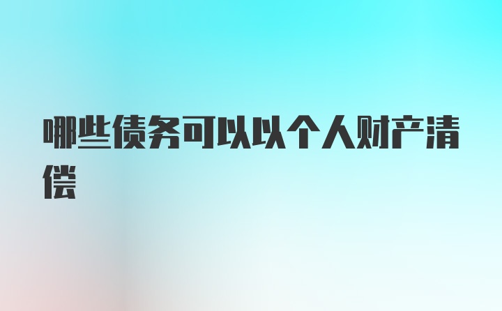 哪些债务可以以个人财产清偿