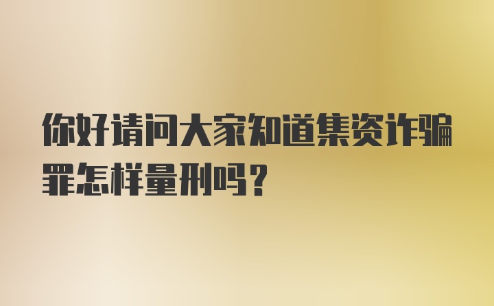 你好请问大家知道集资诈骗罪怎样量刑吗？