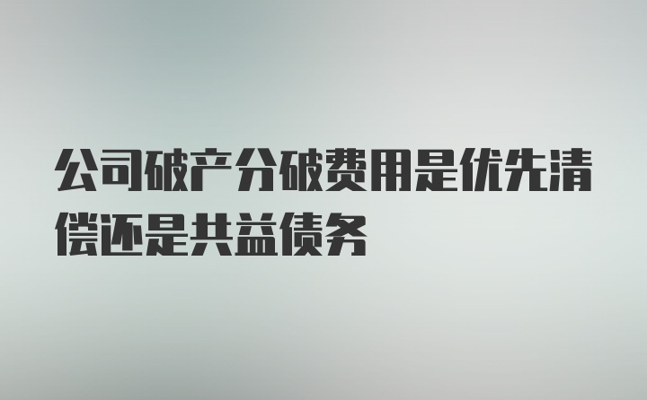 公司破产分破费用是优先清偿还是共益债务