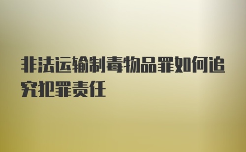 非法运输制毒物品罪如何追究犯罪责任