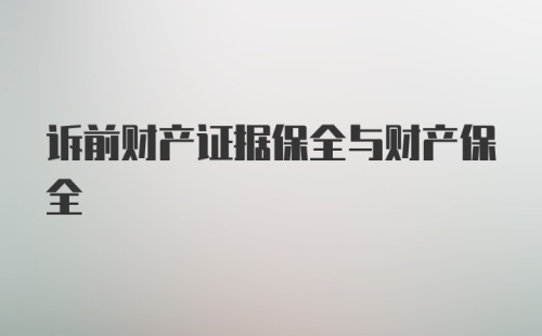 诉前财产证据保全与财产保全