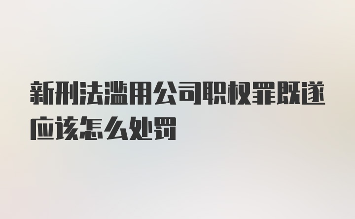 新刑法滥用公司职权罪既遂应该怎么处罚