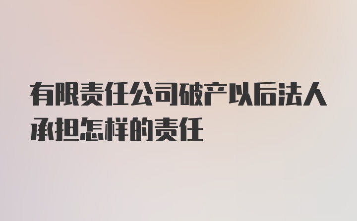 有限责任公司破产以后法人承担怎样的责任