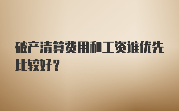 破产清算费用和工资谁优先比较好?