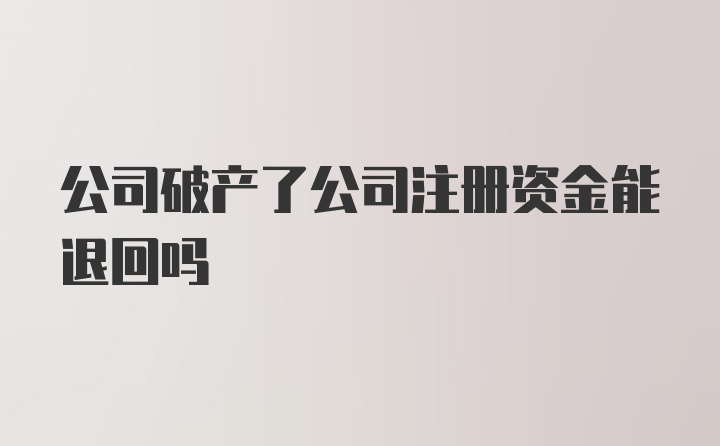 公司破产了公司注册资金能退回吗