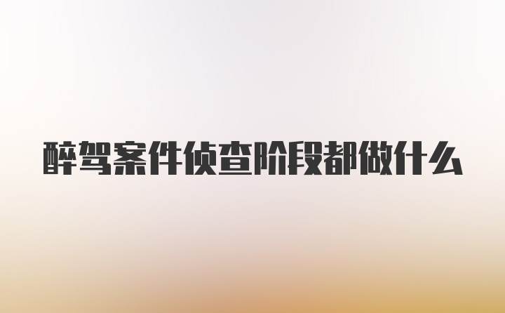 醉驾案件侦查阶段都做什么