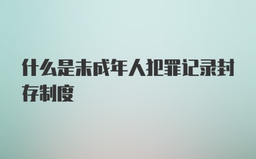 什么是未成年人犯罪记录封存制度