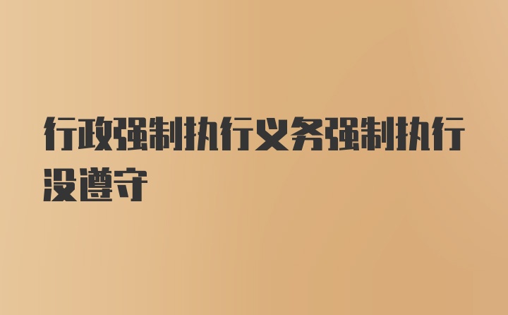 行政强制执行义务强制执行没遵守