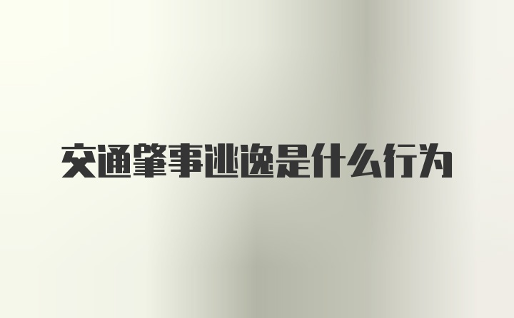 交通肇事逃逸是什么行为