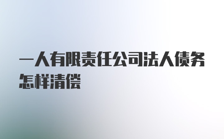 一人有限责任公司法人债务怎样清偿