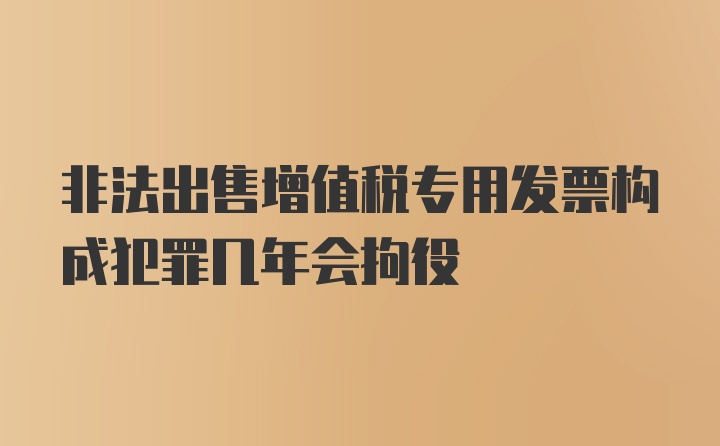 非法出售增值税专用发票构成犯罪几年会拘役