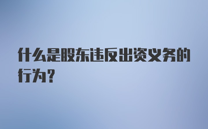 什么是股东违反出资义务的行为？