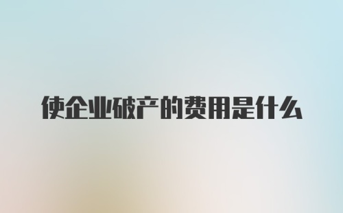 使企业破产的费用是什么