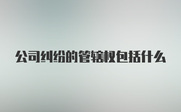 公司纠纷的管辖权包括什么