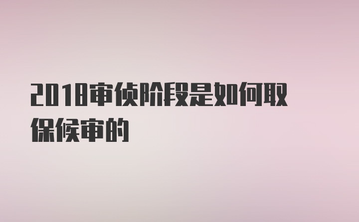 2018审侦阶段是如何取保候审的