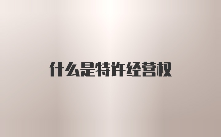 什么是特许经营权