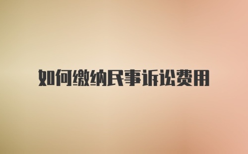 如何缴纳民事诉讼费用