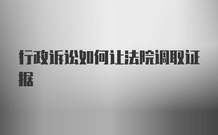 行政诉讼如何让法院调取证据