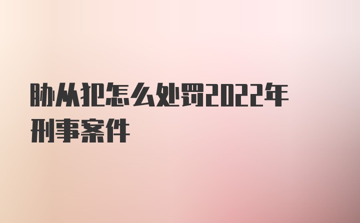 胁从犯怎么处罚2022年刑事案件