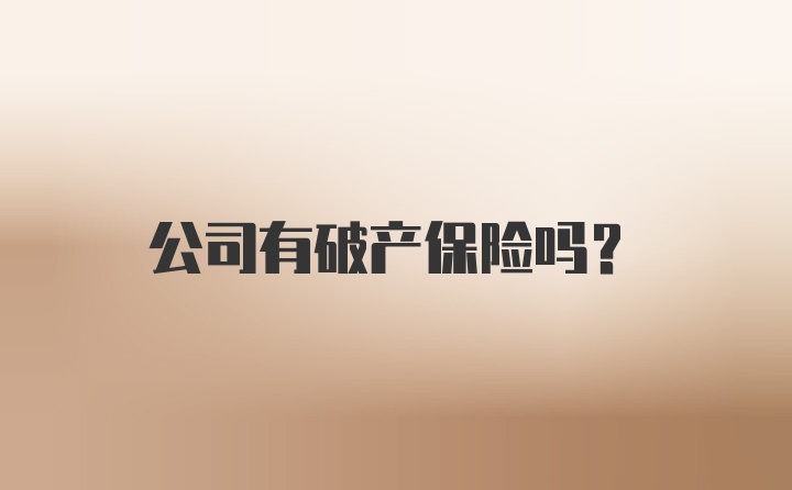 公司有破产保险吗？