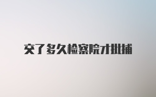 交了多久检察院才批捕