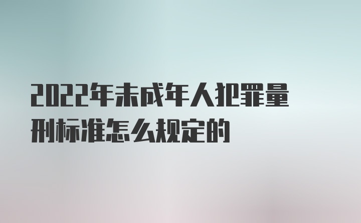 2022年未成年人犯罪量刑标准怎么规定的