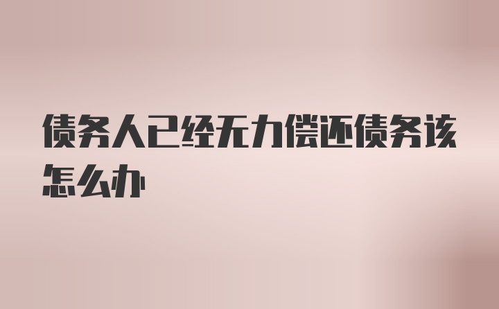 债务人已经无力偿还债务该怎么办