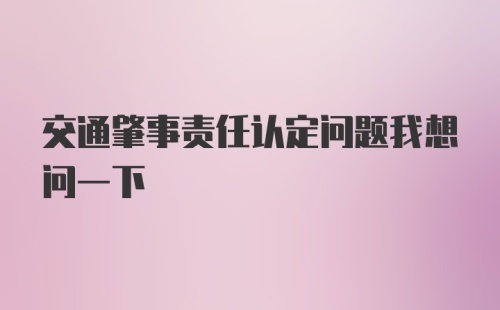 交通肇事责任认定问题我想问一下