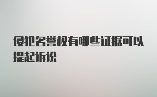 侵犯名誉权有哪些证据可以提起诉讼