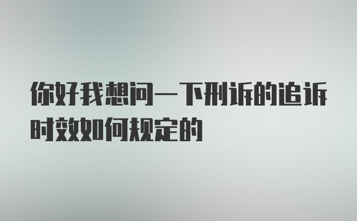 你好我想问一下刑诉的追诉时效如何规定的