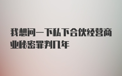 我想问一下私下合伙经营商业秘密罪判几年