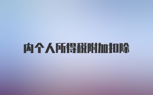 内个人所得税附加扣除