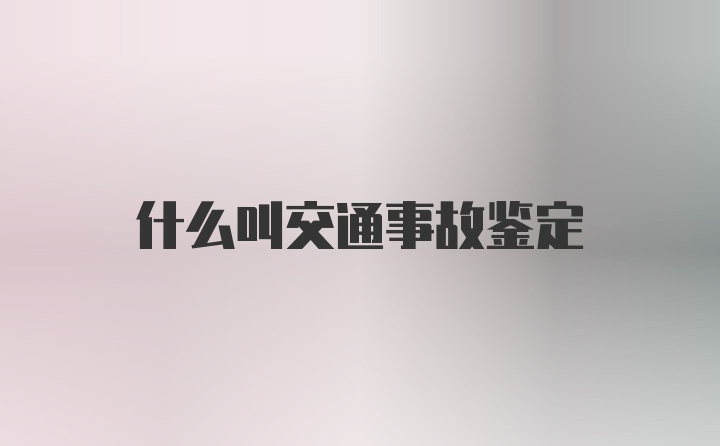 什么叫交通事故鉴定