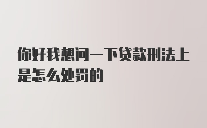 你好我想问一下贷款刑法上是怎么处罚的