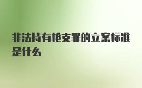 非法持有枪支罪的立案标准是什么