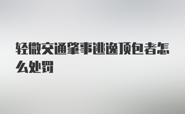 轻微交通肇事逃逸顶包者怎么处罚