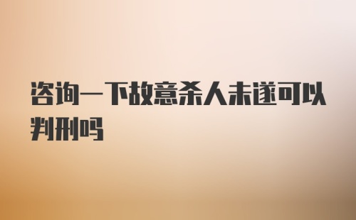 咨询一下故意杀人未遂可以判刑吗