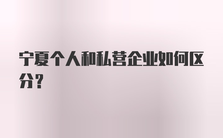 宁夏个人和私营企业如何区分？