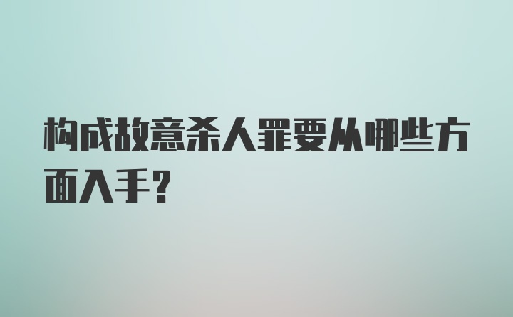 构成故意杀人罪要从哪些方面入手？