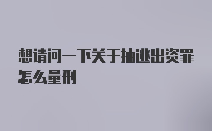 想请问一下关于抽逃出资罪怎么量刑