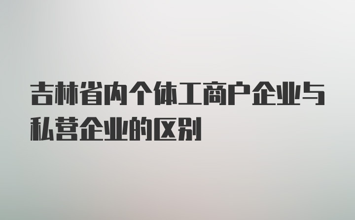 吉林省内个体工商户企业与私营企业的区别