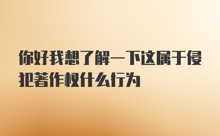 你好我想了解一下这属于侵犯著作权什么行为