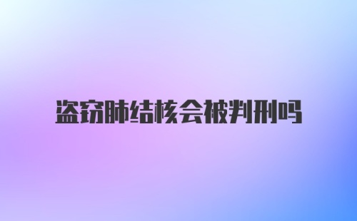 盗窃肺结核会被判刑吗