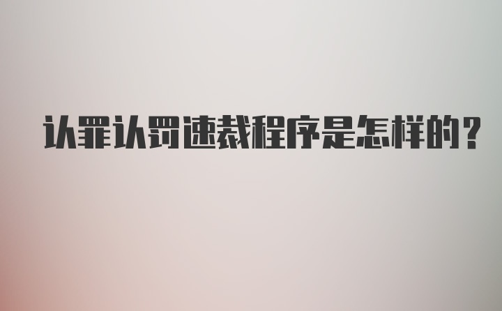 认罪认罚速裁程序是怎样的?