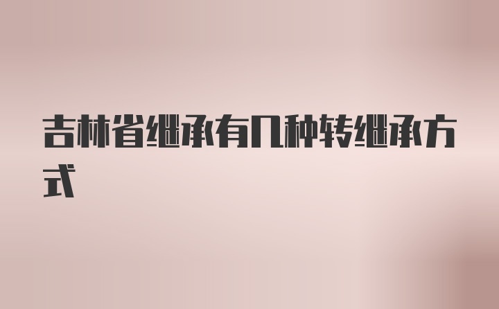 吉林省继承有几种转继承方式