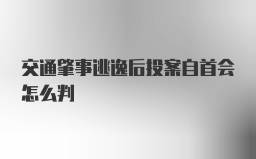 交通肇事逃逸后投案自首会怎么判