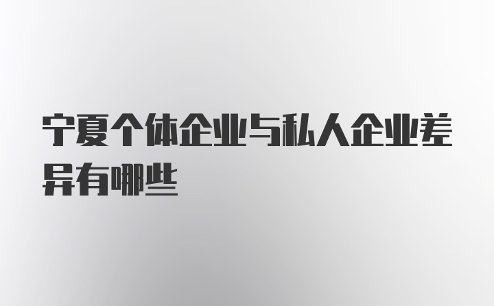 宁夏个体企业与私人企业差异有哪些